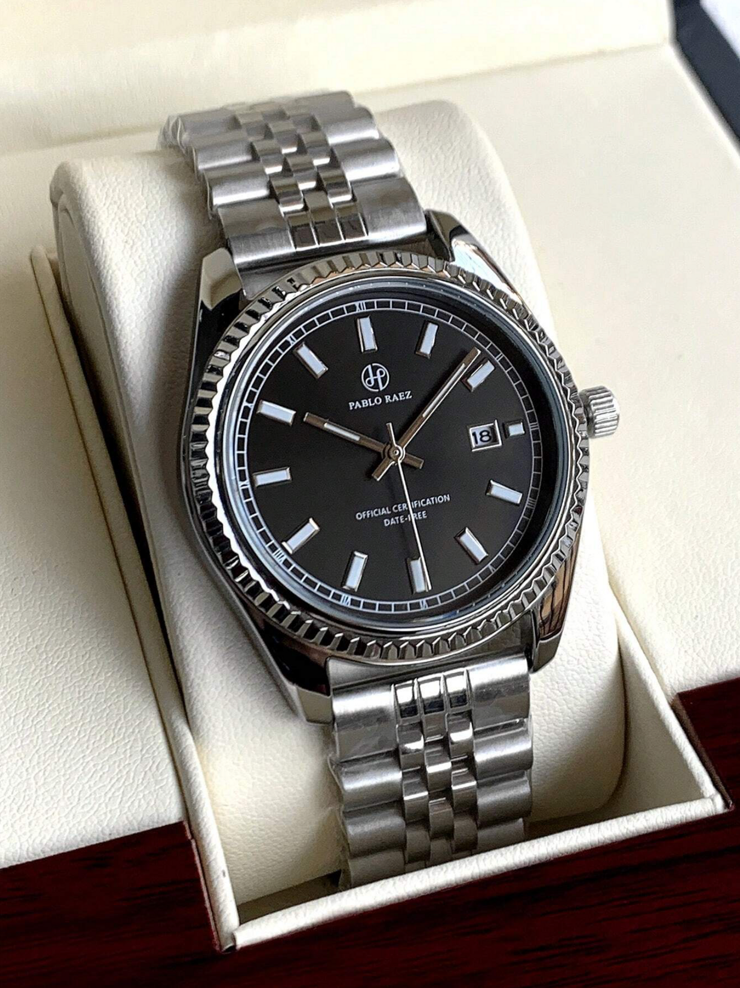 Luxury Mens Watch - Black & Silver